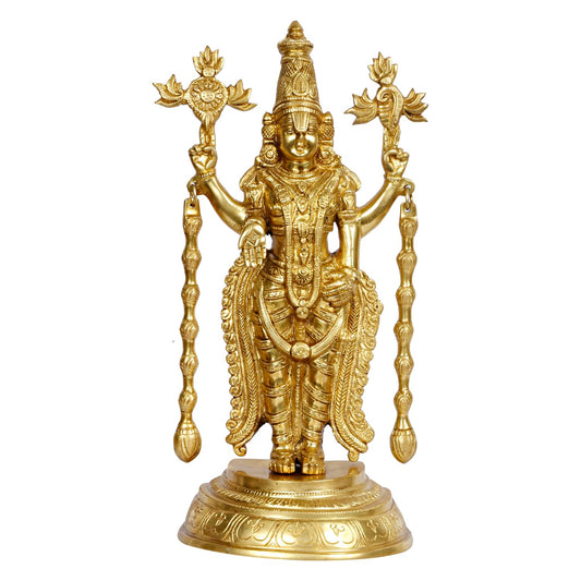 Brass Tirupati Balaji Venkateshwara Statue Vishnu Chakra Namah Shankh Murti Lord Srinivasa Religious Idol Decor Gift - SvarupArt