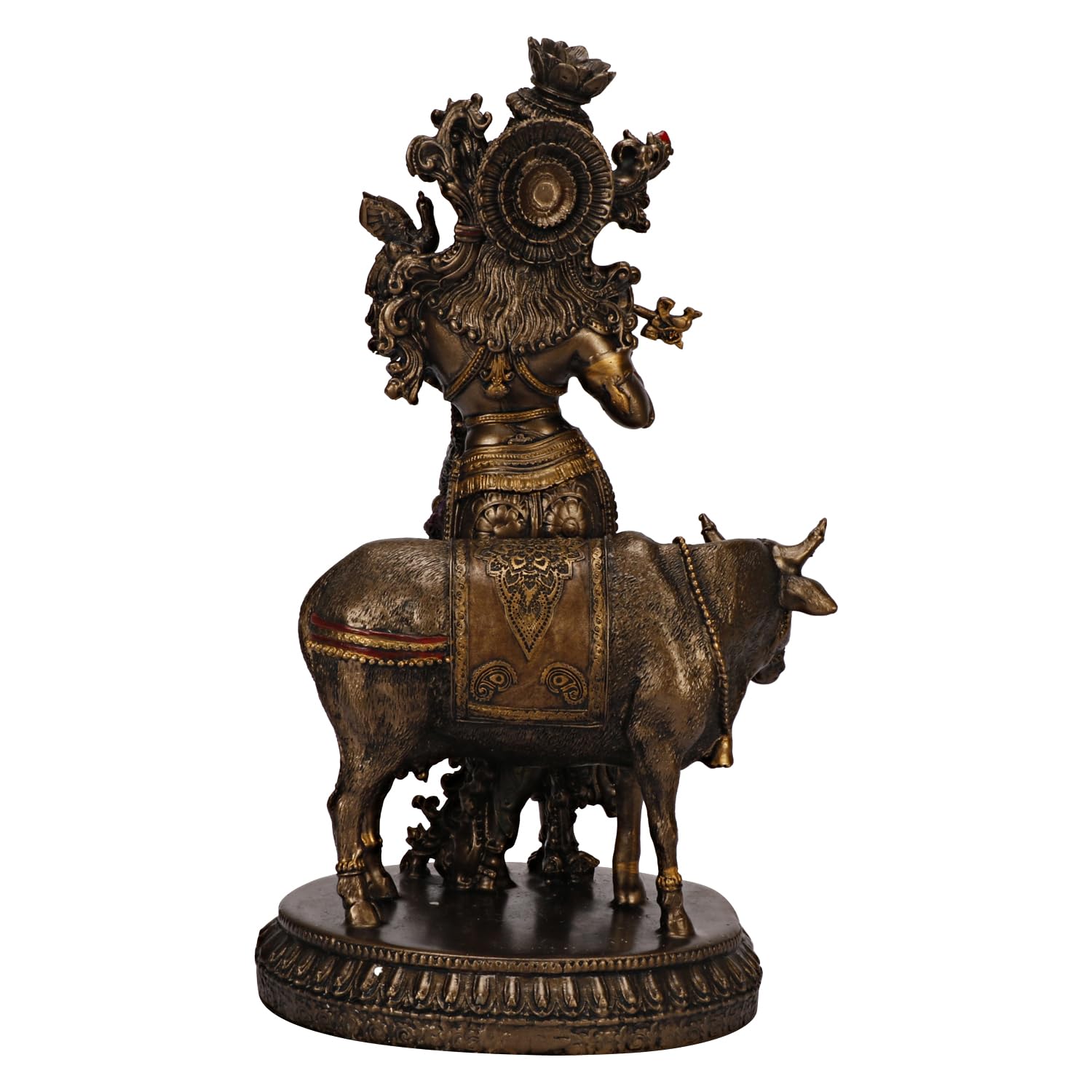 Resin Krishna with Cow Playing Flute Statue for Home Mandir Pooja Radha Krishan Ji Murti Temple Puja Office Home Déco... - SvarupArt