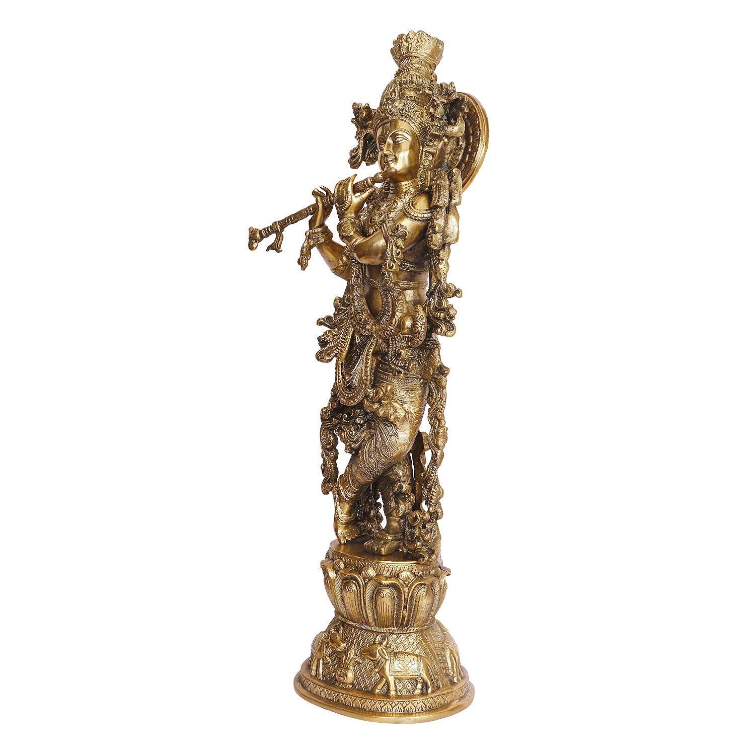Brass Statue Murti of Lord Krishna Idol Playing Flute Big Size for Home Decor for Living Room Pooja Item Temple Mandi... - SvarupArt