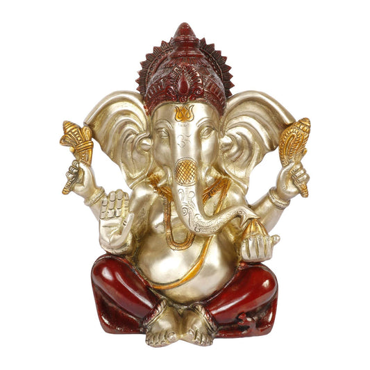 Brass Ganesha Idol for Home Decoration Ganpati Statue Murti for Gift Height 10 Inch Weight 5.3 Kg Color Multicolor - SvarupArt