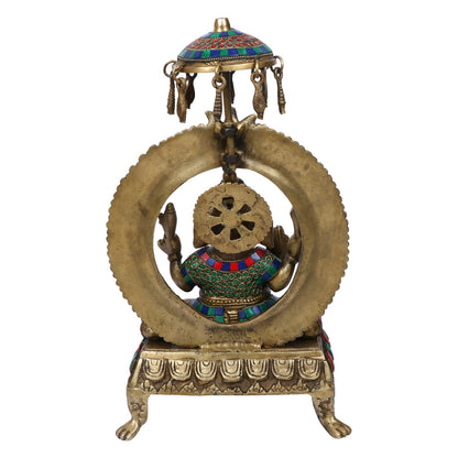 Brass Ganesha Idol for Home Decoration Ganpati Statue Murti for Gift Height 17 Inch Weight 9.5 Kg Color Multicolor - SvarupArt