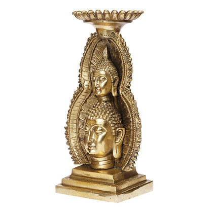 Brass Lord Buddha Head Meditating Statue for Home & Office Decor Showpiece - Big Size Height 12 Inch Weight 3.5 Kg Co... - SvarupArt