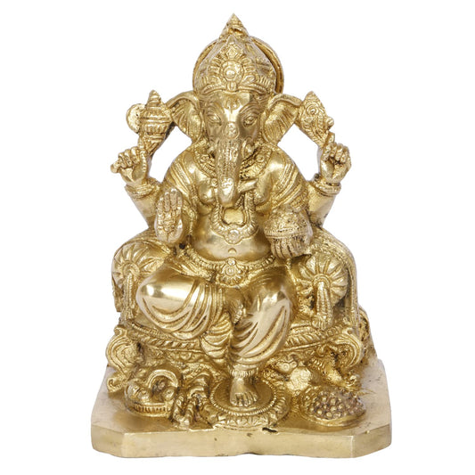Brass Ganesh Bhagwan Idol Ganesha Statue Ganpati Murti for Home Entrance Decor Diwali Gift Ganesha with Large Ear Hei... - SvarupArt