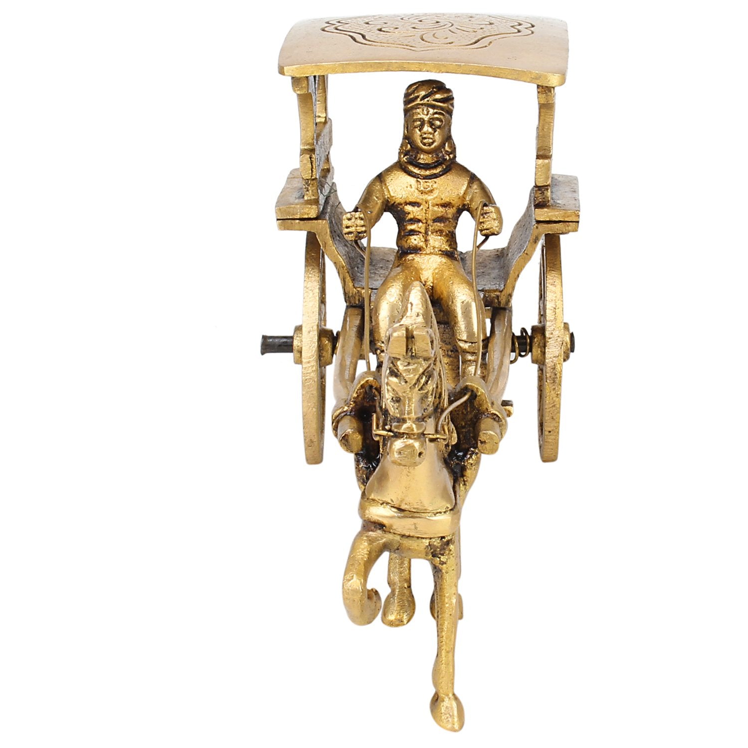 Brass European Horse Carriage Decorative Showpiece Animal Horse Cart Home Decor Gift 8 Inch Standard, Pack of 1 - SvarupArt