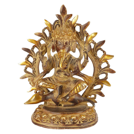 Brass Ganesha Idol for Home Decoration Ganpati Statue Murti for Gift Height 11.5 Inch Weight 4.8 Kg Color Antique Brown - SvarupArt
