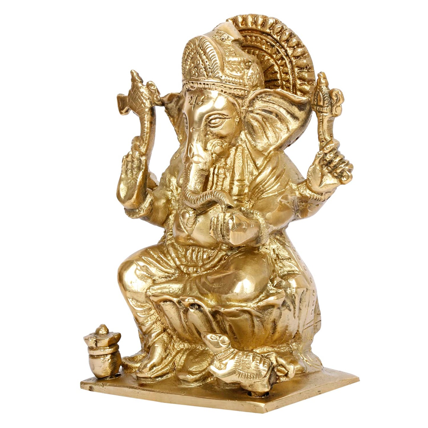 Brass Ganesh Bhagwan Idol Ganesha Statue Ganpati Murti for Home Entrance Decor Diwali Gift Height 6.25 Inch - SvarupArt