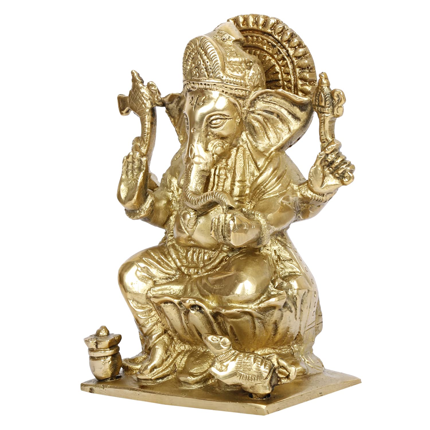 Brass Ganesh Bhagwan Idol Ganesha Statue Ganpati Murti for Home Entrance Decor Diwali Gift Height 6.25 Inch - SvarupArt