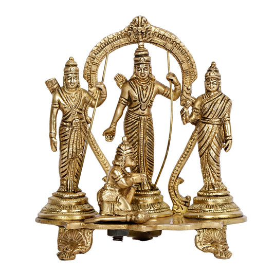 Brass Lord Rama Family Ram Darbar Ram, Sita, Laxman, Hanuman for Home Office Pooja Decor Gift Decor (Height 8 Inches) - SvarupArt