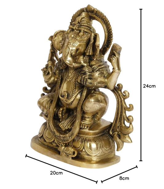 Brass Ganesh Bhagwan Idol Ganesha Statue Ganpati Murti for Home Entrance Decor Diwali Gift Ganesha with Large Ear - SvarupArt