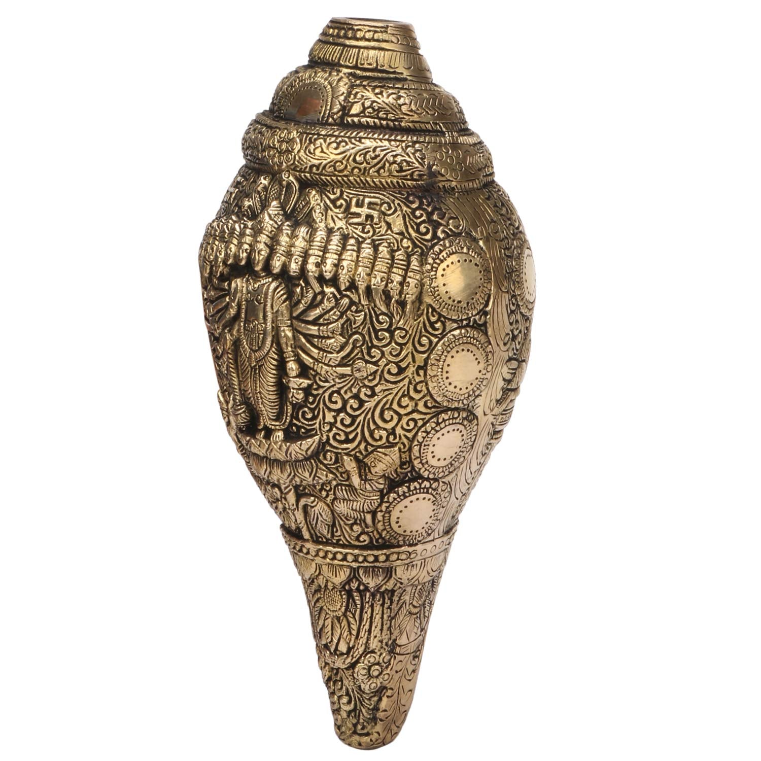 Brass Vishnu Virat Roop Shankh Wall Hanging Conch Table Top 10 Inch Gold Standard 1 Pcs - SvarupArt