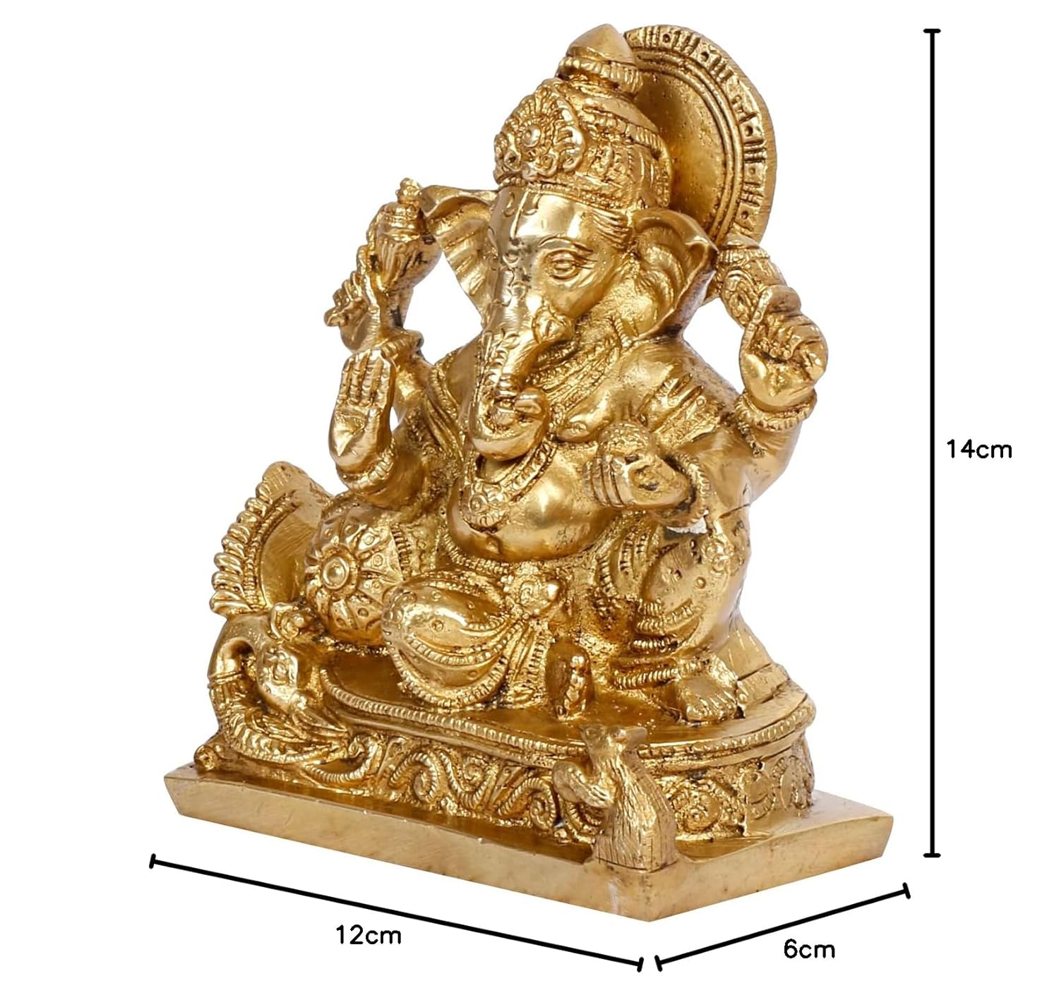 Brass Ganesh Idol Statue Elephant Murti God Ganesha Vinayak Ganpati Sitting Sculpture Bhagwan Height 5.5 Inch - SvarupArt