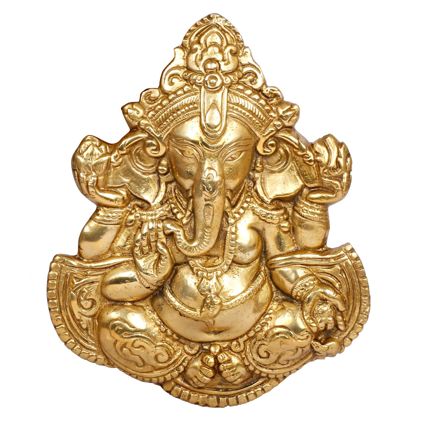 Brass Blessing Ganesha Idol Ganesh Statue Ganpati Wall Hanging Murti for Puja Home Entrance Decor Diwali Gift 8 Inch - SvarupArt