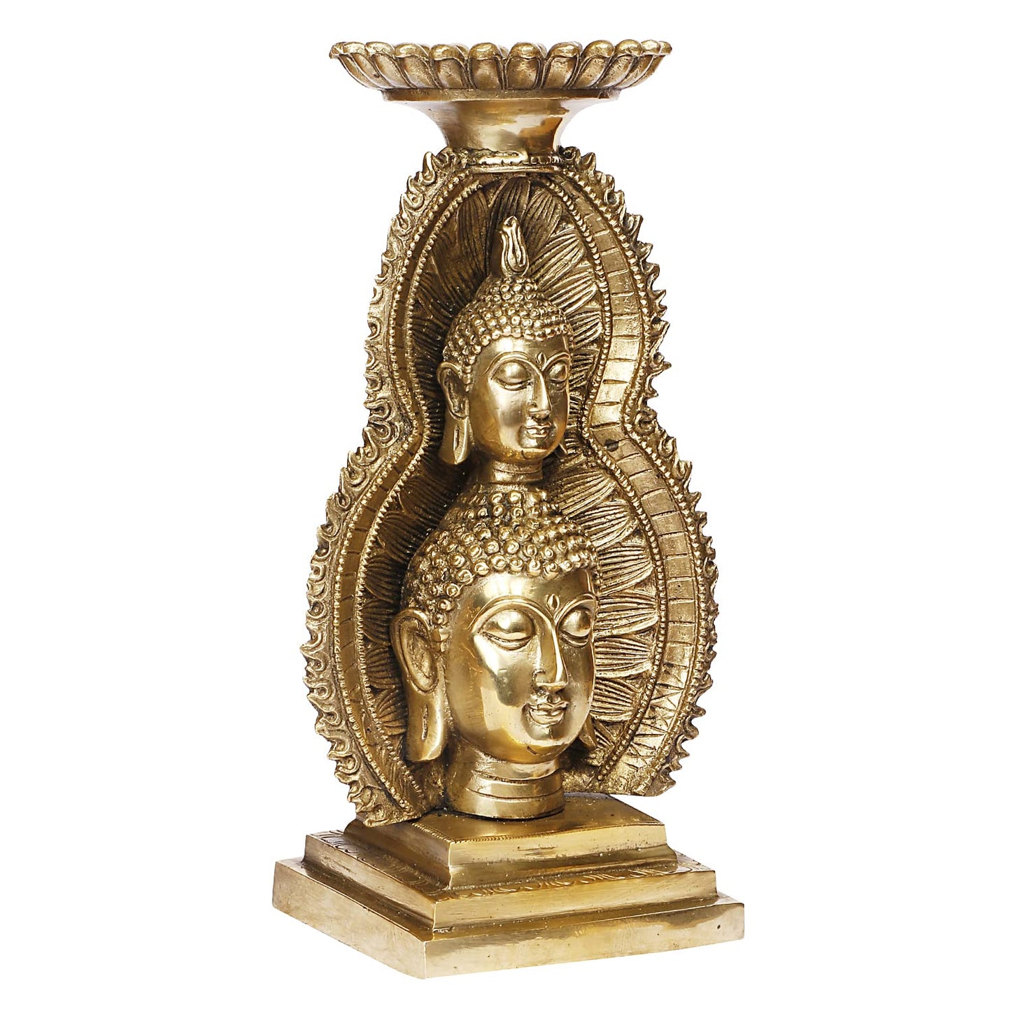Brass Lord Buddha Head Meditating Statue for Home & Office Decor Showpiece - Big Size Height 12 Inch Weight 3.5 Kg Co... - SvarupArt