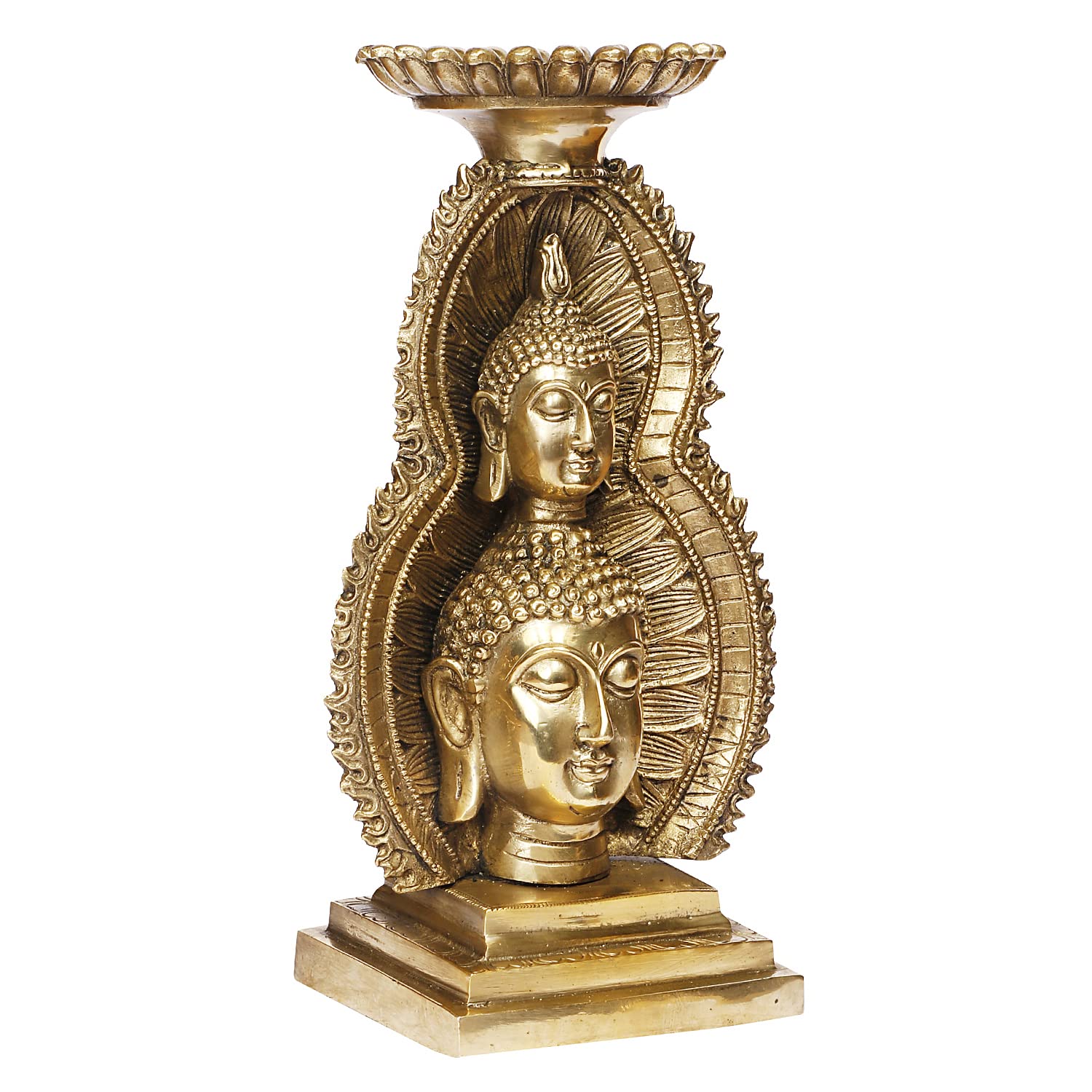 Brass Lord Buddha Head Meditating Statue for Home & Office Decor Showpiece - Big Size Height 12 Inch Weight 3.5 Kg Co... - SvarupArt
