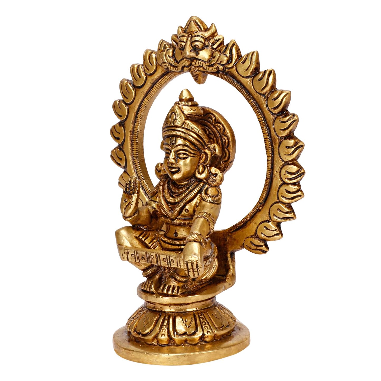 Brass Lord Ayyappan Ayyappa Sabarimala Swamy Sabarimalai Statue Idol Sculpture Blessing for Puja Decor Gift