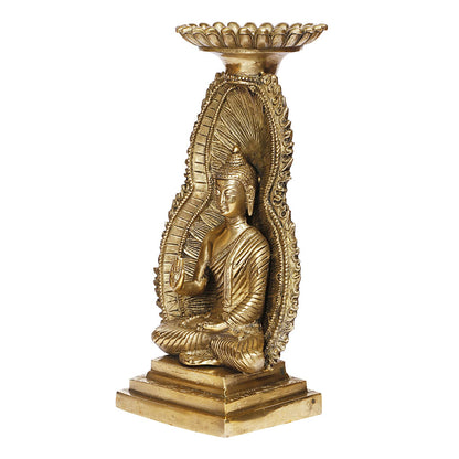 Brass Gautam Buddha Idol Statue Murti Draped in Stone Embellished Shawl for Home Decoration Blessing Buddha Height 12 Inch - SvarupArt