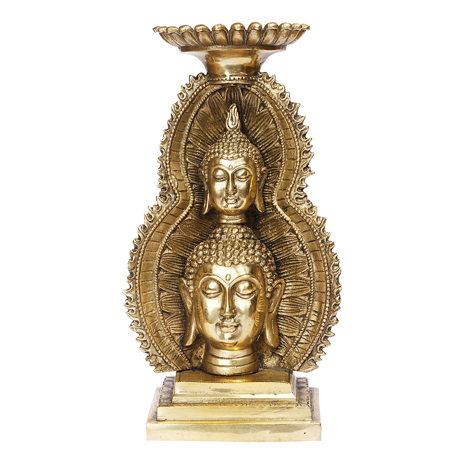 Brass Lord Buddha Head Meditating Statue for Home & Office Decor Showpiece - Big Size Height 12 Inch Weight 3.5 Kg Co... - SvarupArt