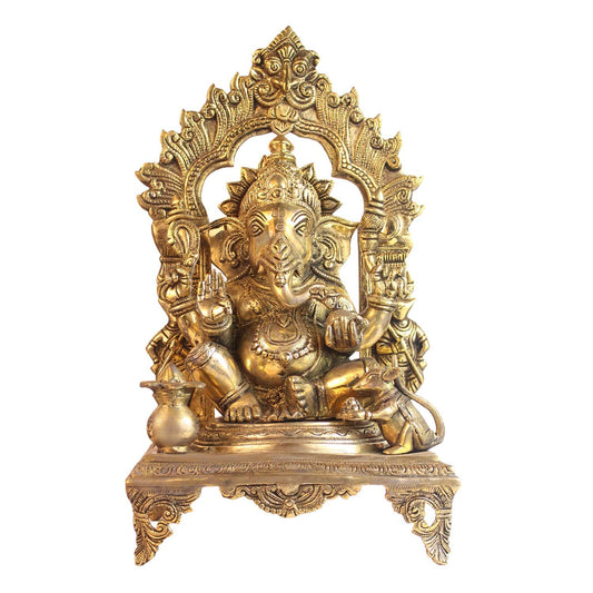 Brass Ganesha Idol for Home Decoration Ganpati Statue Murti for Gift Height 18 Inch Weight 12.1 Kg Color Gold - SvarupArt