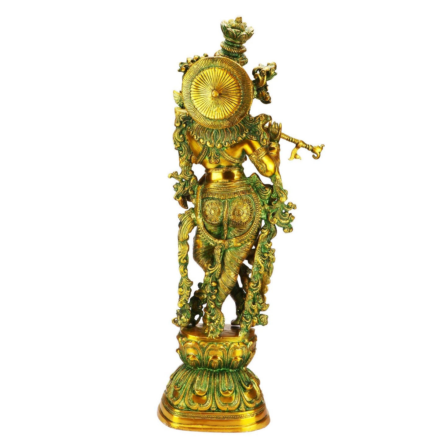 SVARUP Big Brass Radha Krishna Pair Idol Radhay Krishan Murti in Multicolor Home Decor Puja Gift Height 29 Inch - SvarupArt