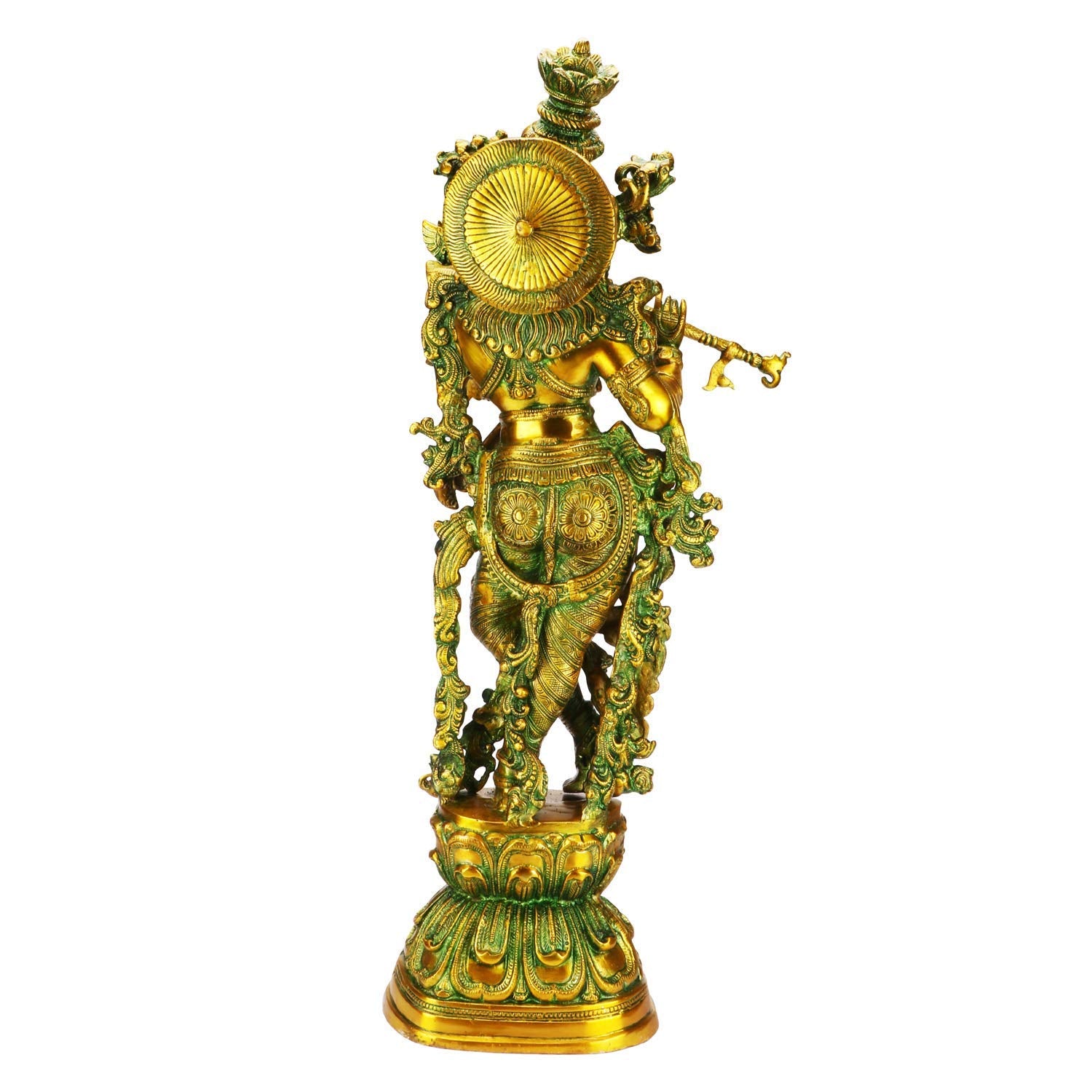 SVARUP Big Brass Radha Krishna Pair Idol Radhay Krishan Murti in Multicolor Home Decor Puja Gift Height 29 Inch - SvarupArt