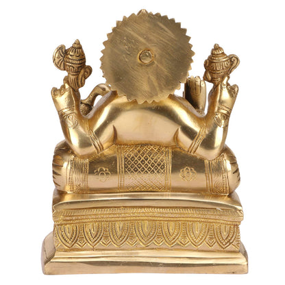 Brass Ganesha Idol for Home Decoration Ganpati Statue Murti for Gift Height 7.5 Inch Weight 2.9 Kg Color Gold - SvarupArt