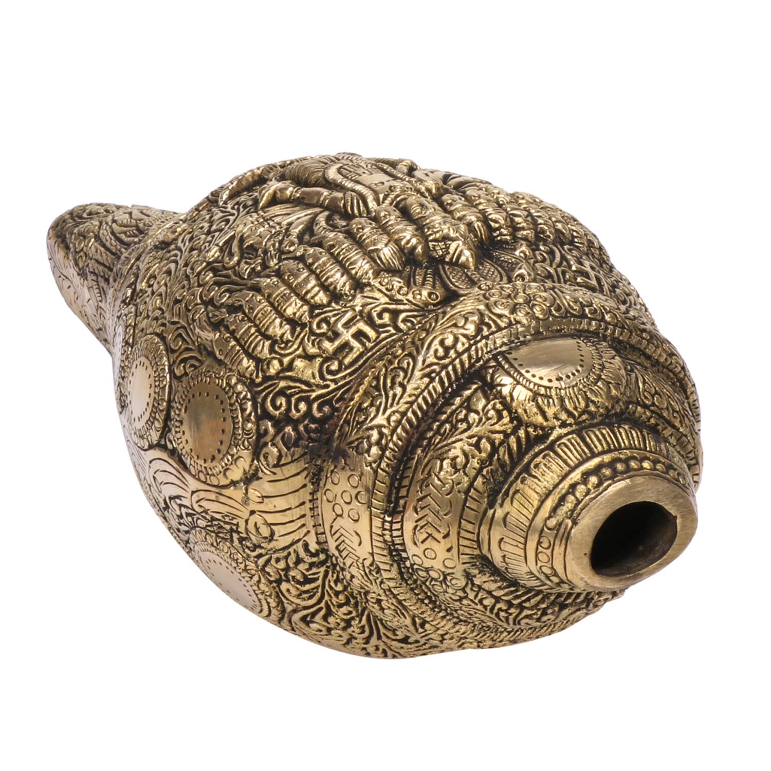 Brass Vishnu Virat Roop Shankh Wall Hanging Conch Table Top 10 Inch Gold Standard 1 Pcs - SvarupArt