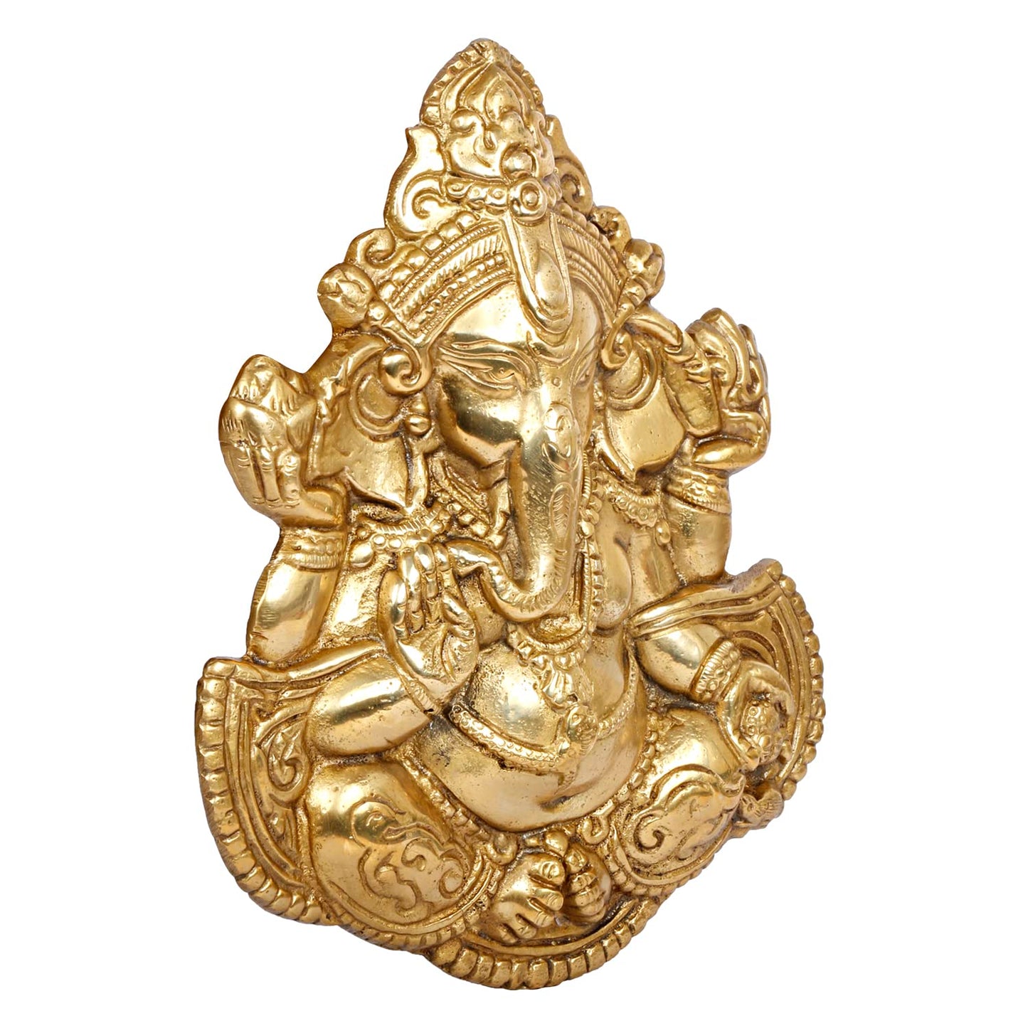 Brass Blessing Ganesha Idol Ganesh Statue Ganpati Wall Hanging Murti for Puja Home Entrance Decor Diwali Gift 8 Inch - SvarupArt