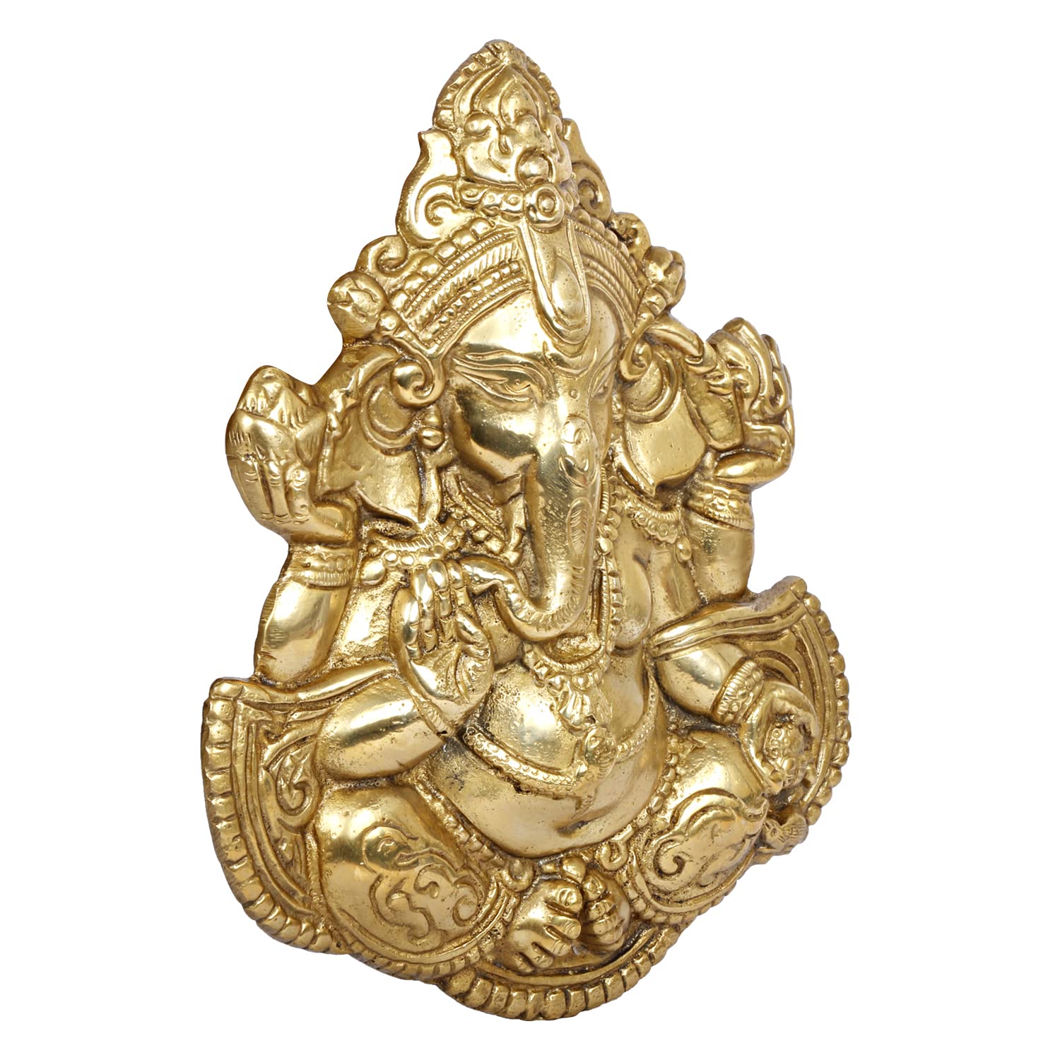 Brass Blessing Ganesha Idol Ganesh Statue Ganpati Wall Hanging Murti for Puja Home Entrance Decor Diwali Gift 8 Inch - SvarupArt