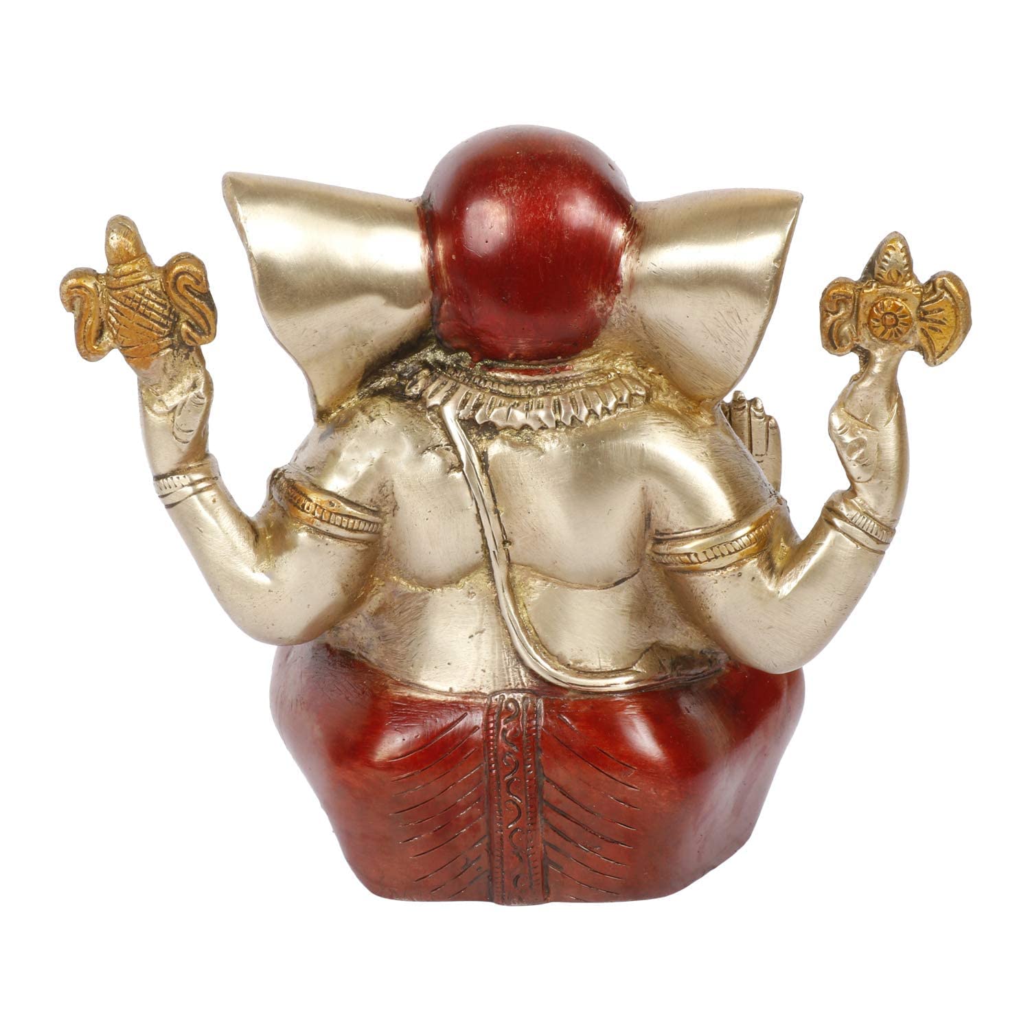 Brass Ganesha Idol for Home Decoration Ganpati Statue Murti for Gift Height 6.5 Inch Weight 3 Kg Color Multicolor - SvarupArt
