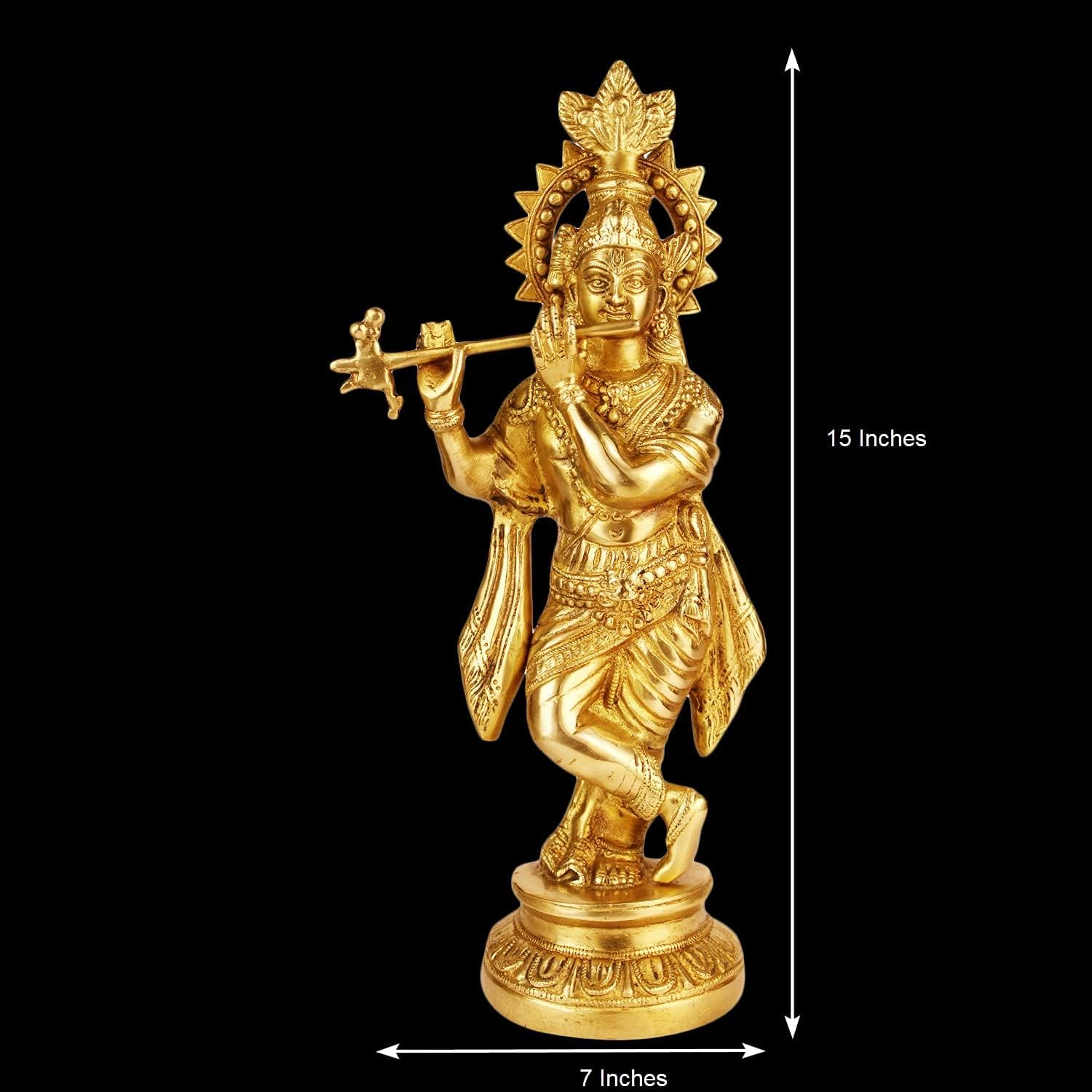 Brass Lord Murli Manohar Krishna Krishan Statue Murti Gift Home Décor Puja Temple Height 15 Inches - SvarupArt