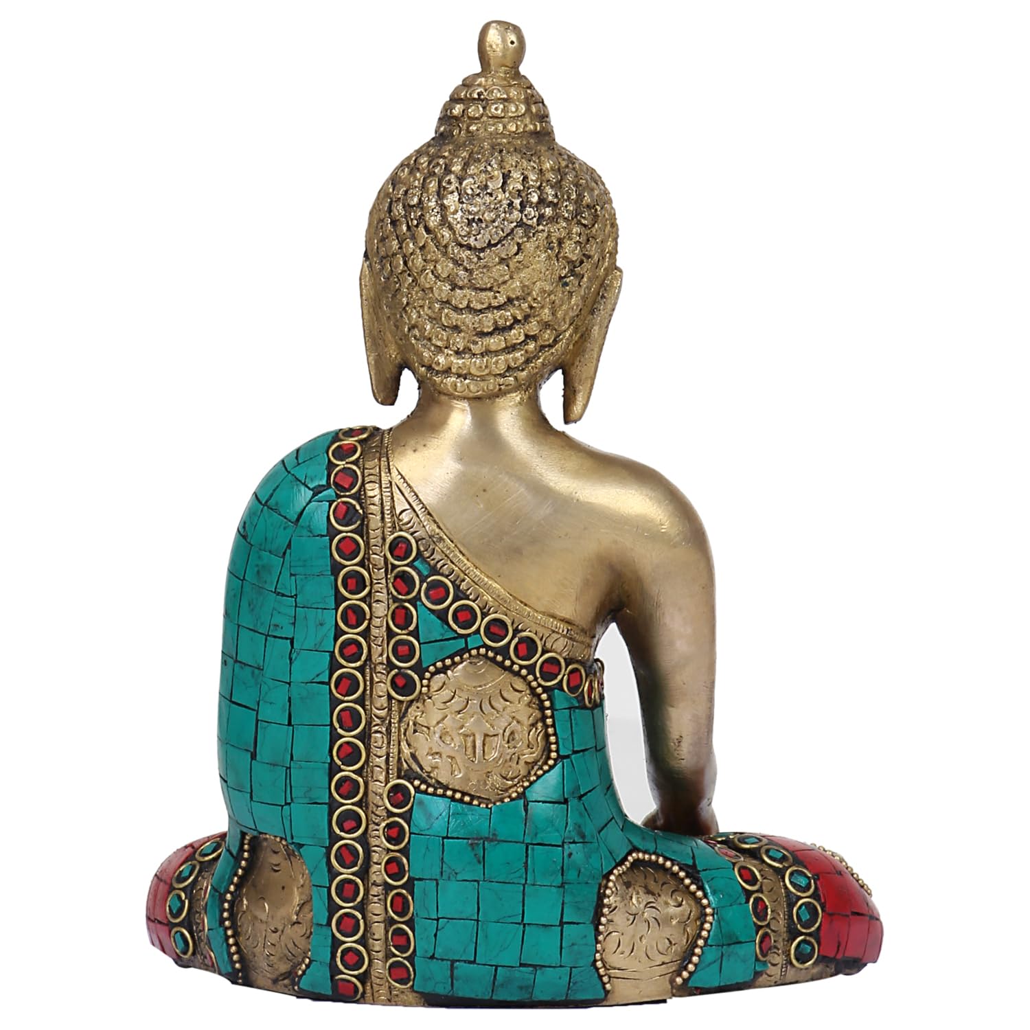 Brass Buddha Bhumi-Sparsha Mudra Idol Statue Tibetan Buddhist Décor Showpiece Height 7.5 Inch Weight 2 Kg Color Multi... - SvarupArt