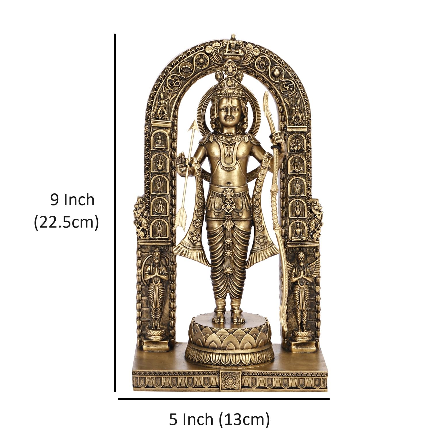 Resin Shree Ram Lalla Idol Ayodhya Murti Rama Idol for Home Decor, Pooja, Temple Mandir Gifts (Gold Color Height 9 Inch) - SvarupArt