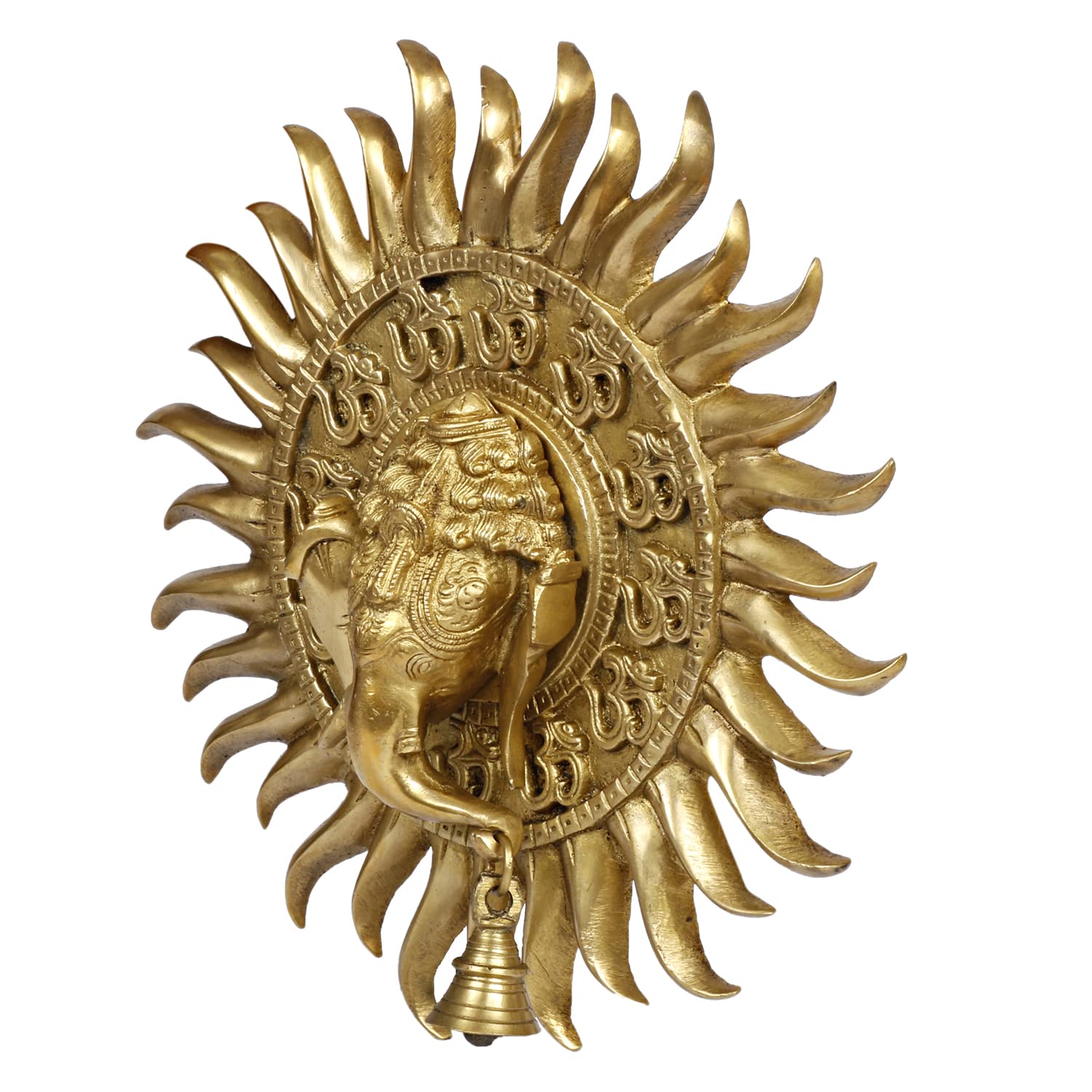 Brass Om Sun Ganesha Ganesha Wall Hanging for Home Office Entrance Puja Gift 11 Inch. - SvarupArt