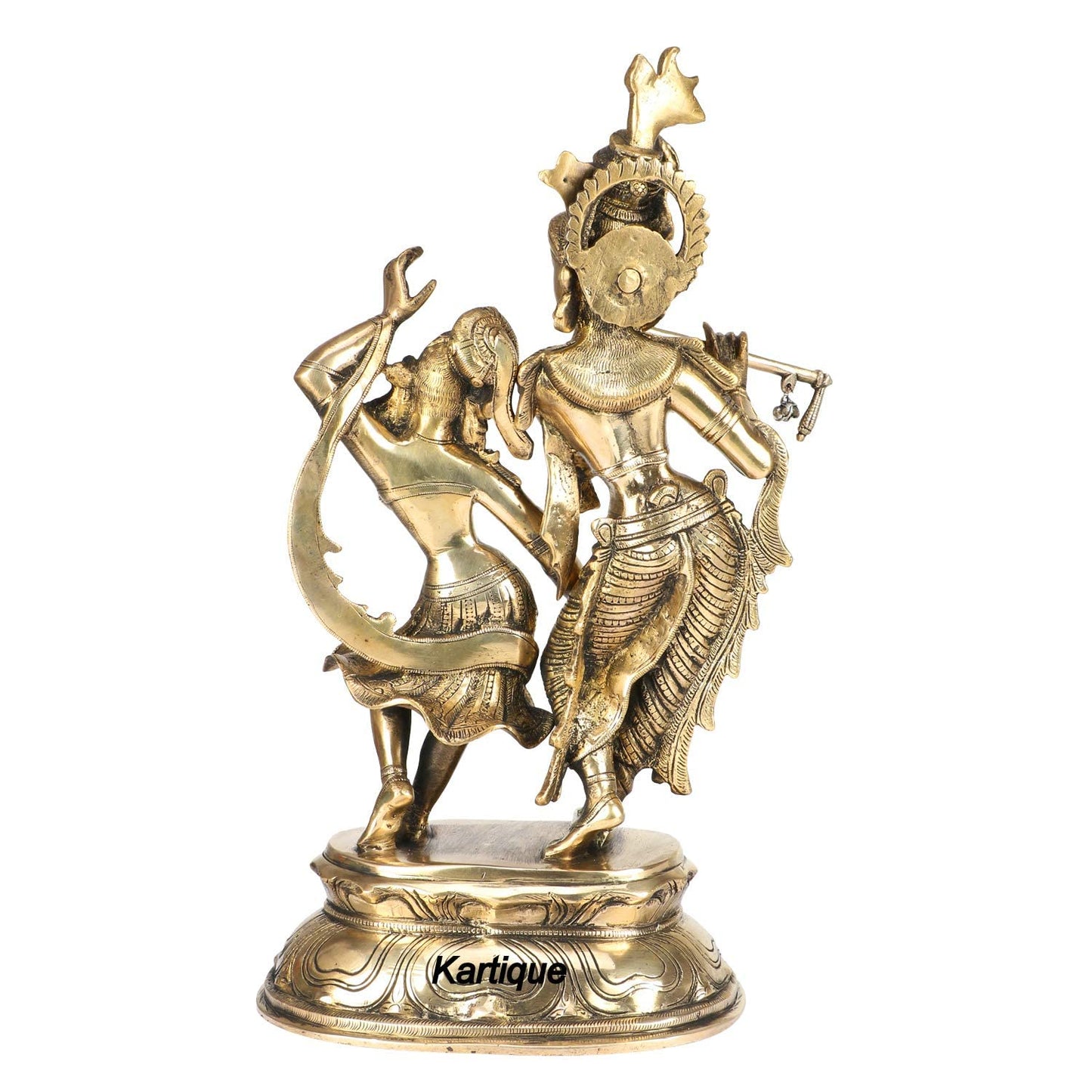 Brass Radha Krishna Murti Big Size Idol for Gift Height 16 Inch Weight 9.4 Kg Color Gold - SvarupArt