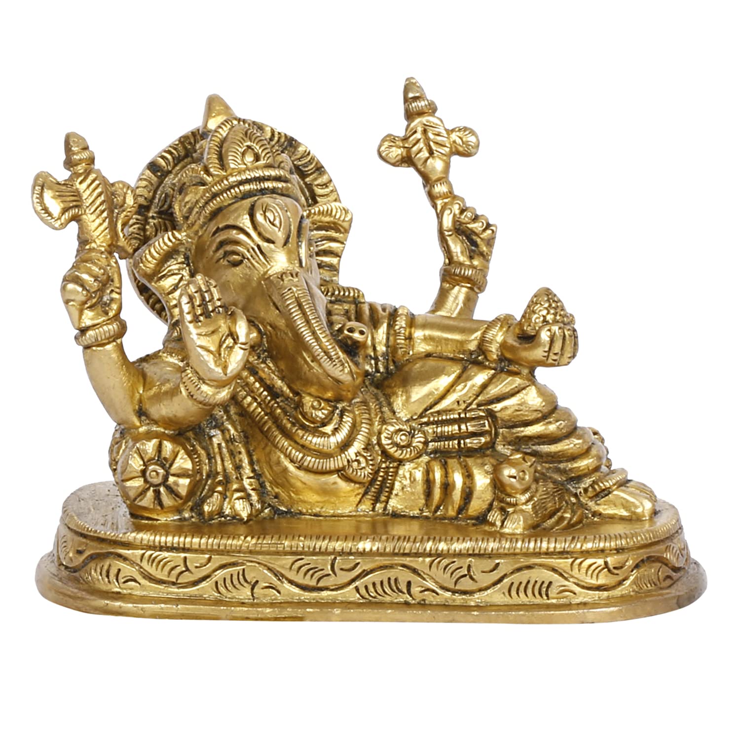 Brass Ganesha Resting Blessing Ganesh Idol Showpiece Statue Good Luck & Success. - SvarupArt