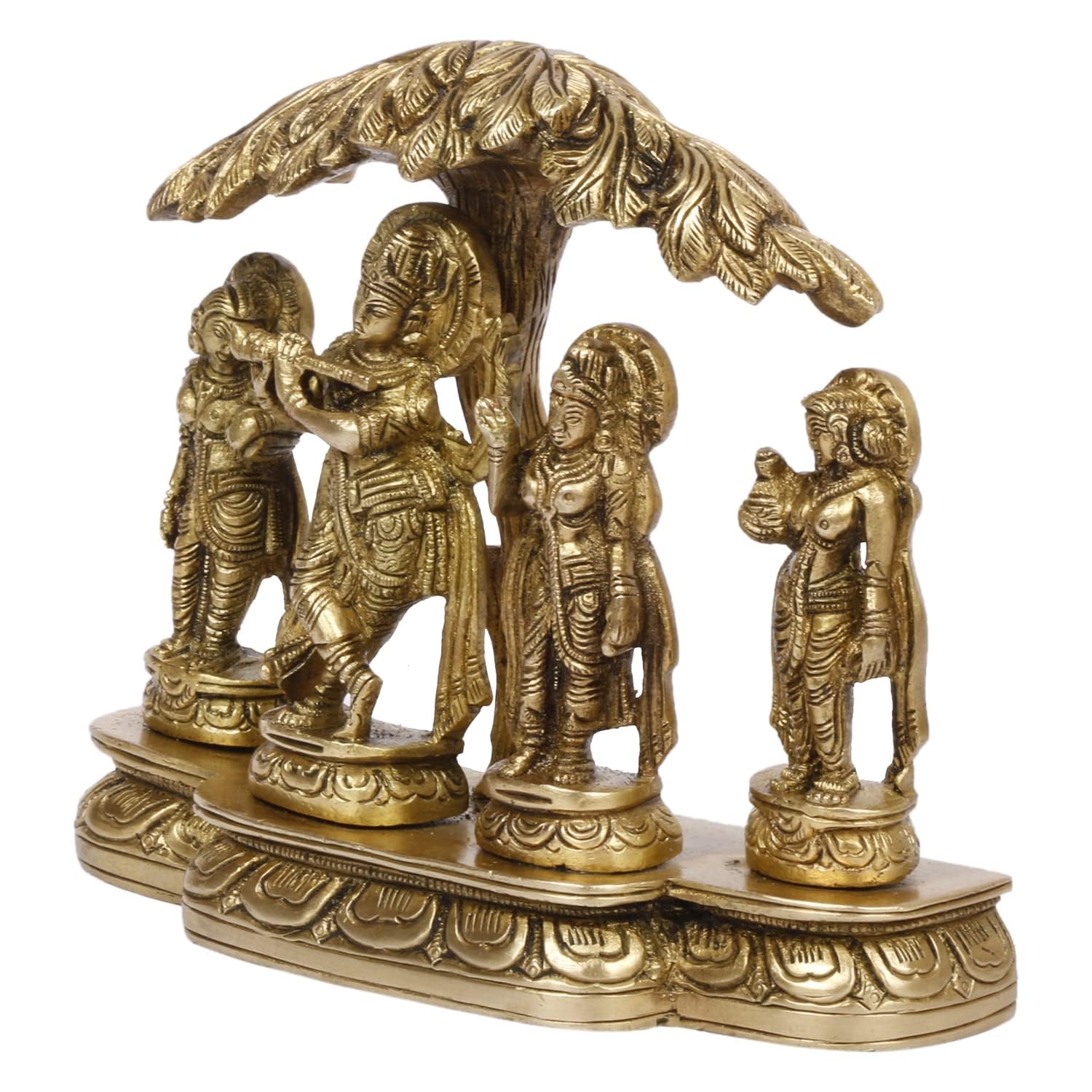 Brass Radha Krishna and Gopis in Gold Color Height 5 Inch - SvarupArt