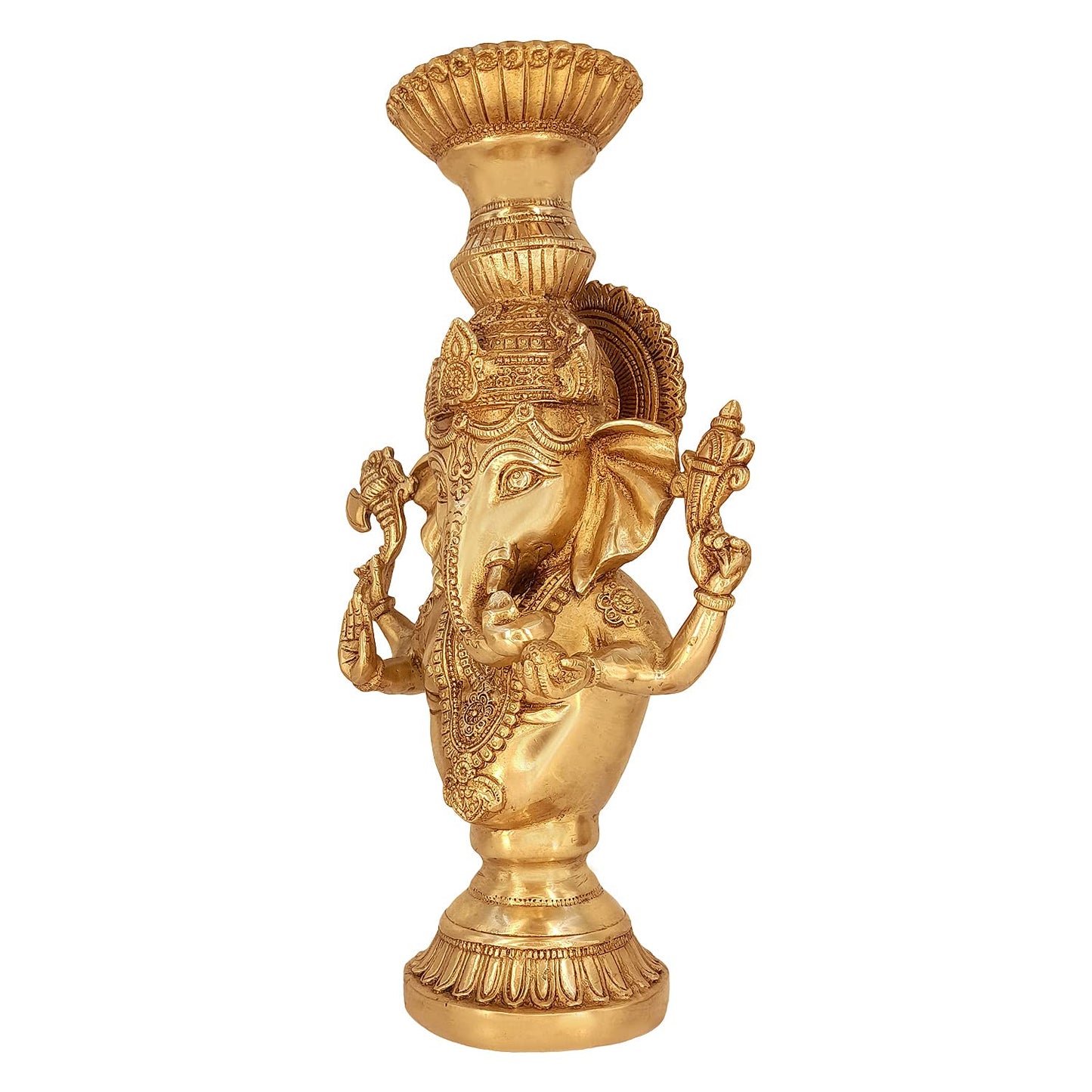 Brass Ganesha Idol for Home Decoration Ganpati Statue Murti for Gift Height 13 Inch Weight 4.1 Kg Color Gold - SvarupArt