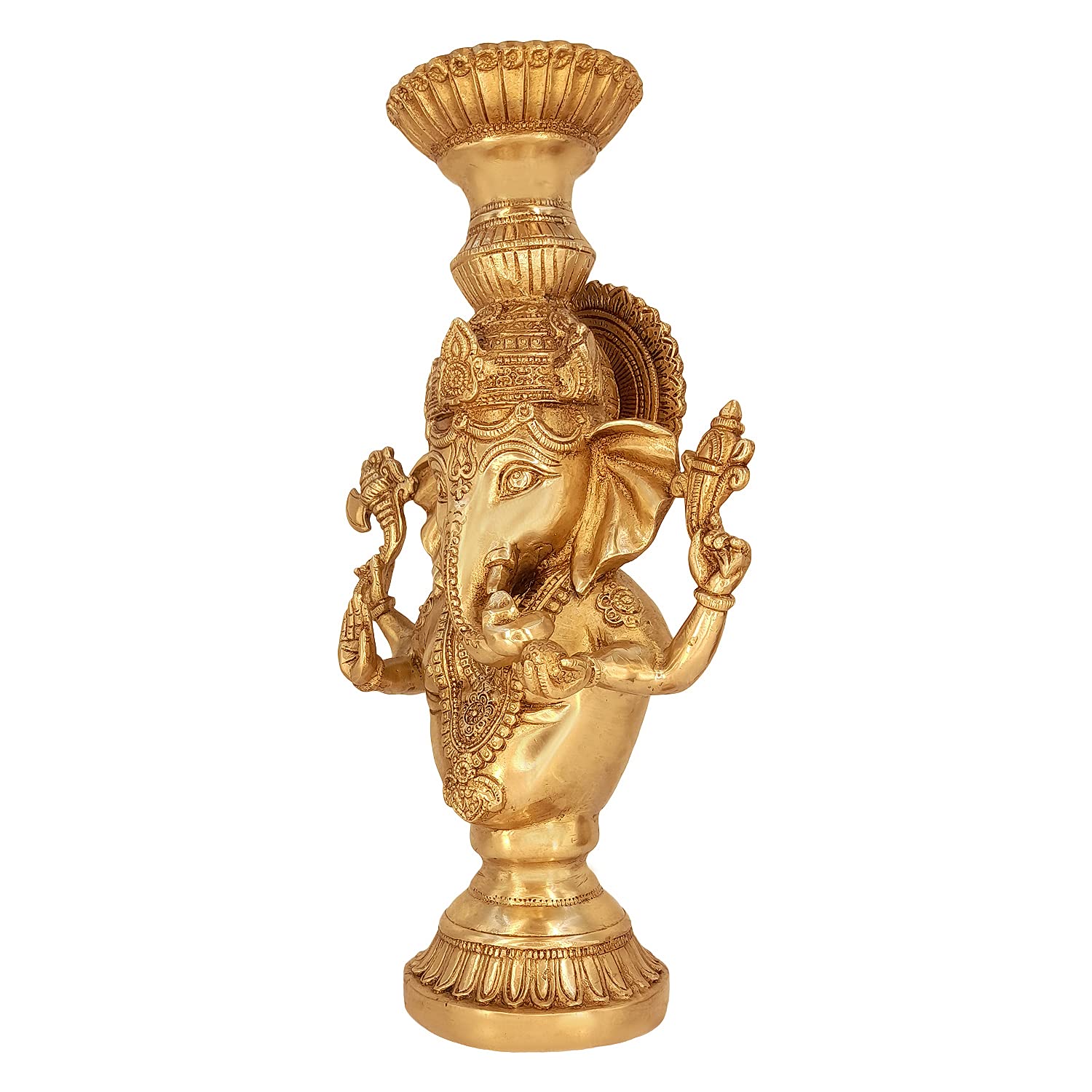 Brass Ganesha Idol for Home Decoration Ganpati Statue Murti for Gift Height 13 Inch Weight 4.1 Kg Color Gold - SvarupArt