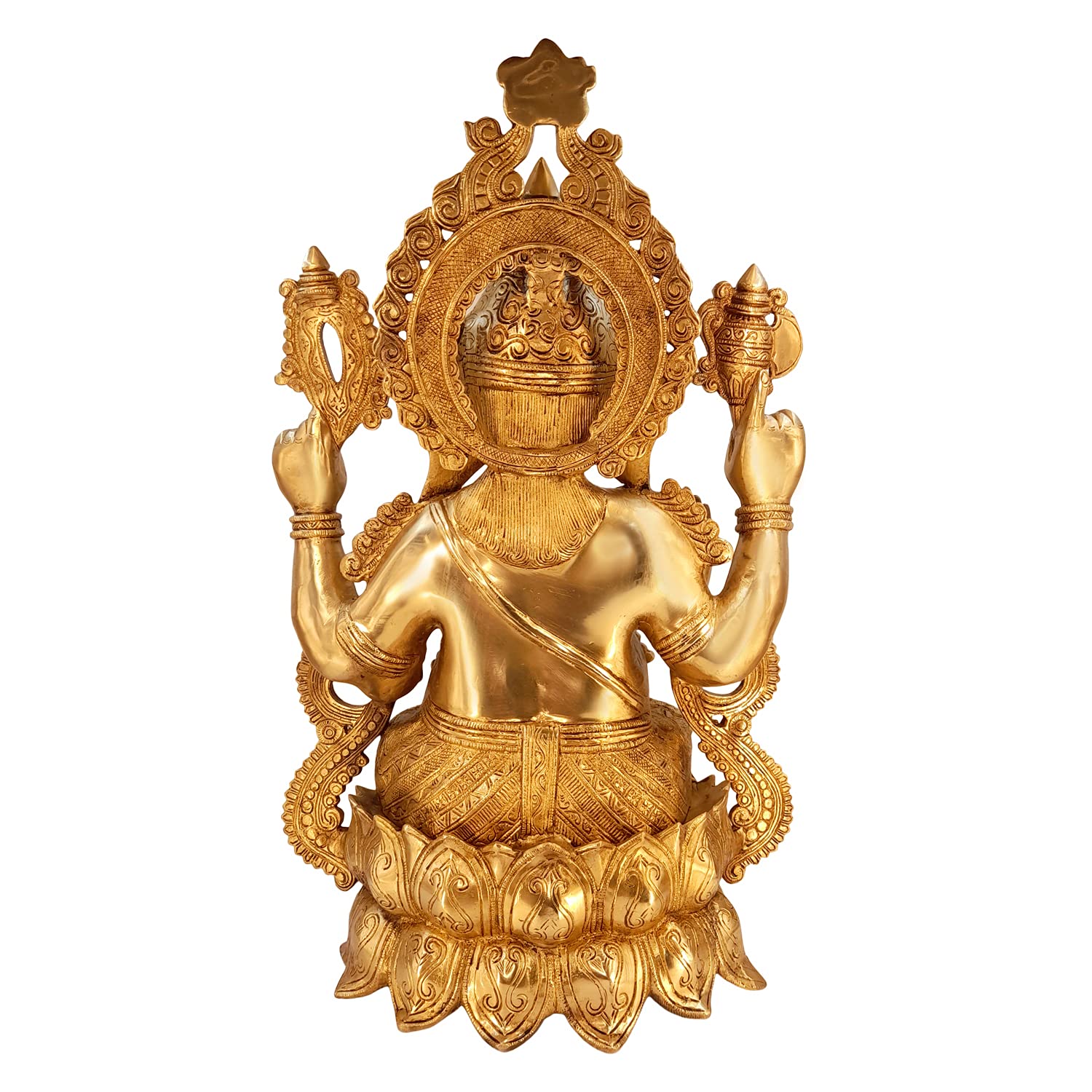 Brass Ganesha Idol for Home Decoration Ganpati Statue Murti for Gift Height 21 Inch Weight 22 Kg Color Gold - SvarupArt