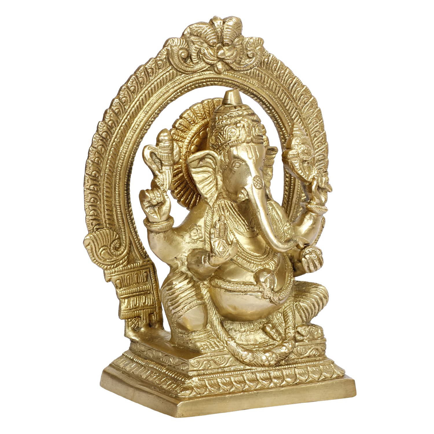 Brass Ganesh Bhagwan Idol Ganesha Statue Ganpati Murti for Home Entrance Decor Diwali Gift Height 8.25 Inch. - SvarupArt