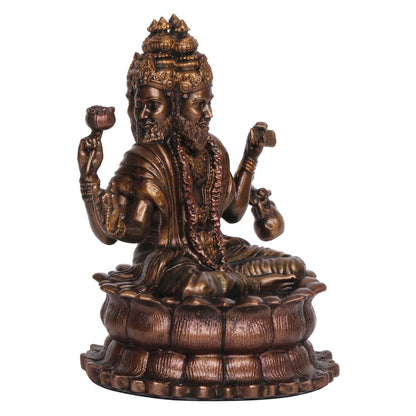 Resin Trimurti Idol, Which Depicts Brahma, Vishnu, And Mahesh, Stands At A Height Of 9 Inches. - SvarupArt