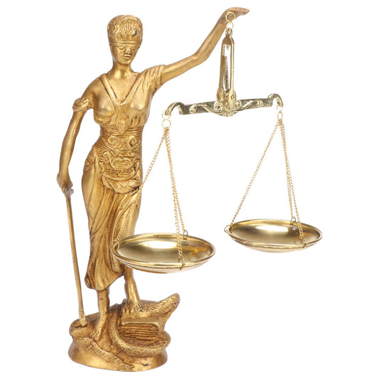 Brass Justice Lady Law and Equality Blind Folded Idol Nyay Murti For Office Home Decor Height 9.5 Inch - SvarupArt