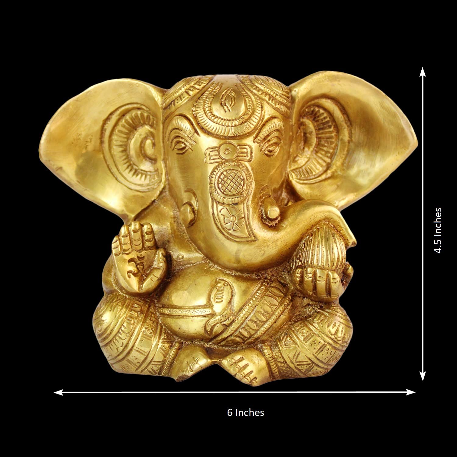 Brass Sitting Ganesha Idol In Gold Color Height 10 Inch Weight 1.9 Kg - SvarupArt
