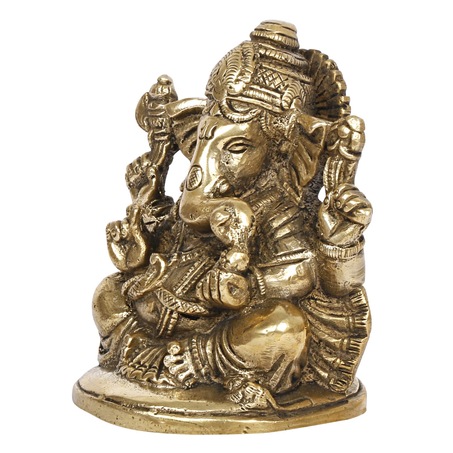 Brass Ganesh Idol Statue Murti God Ganesha Vinayak Ganpati Sitting Sculpture for Home Entrance Decor Diwali Gift - SvarupArt
