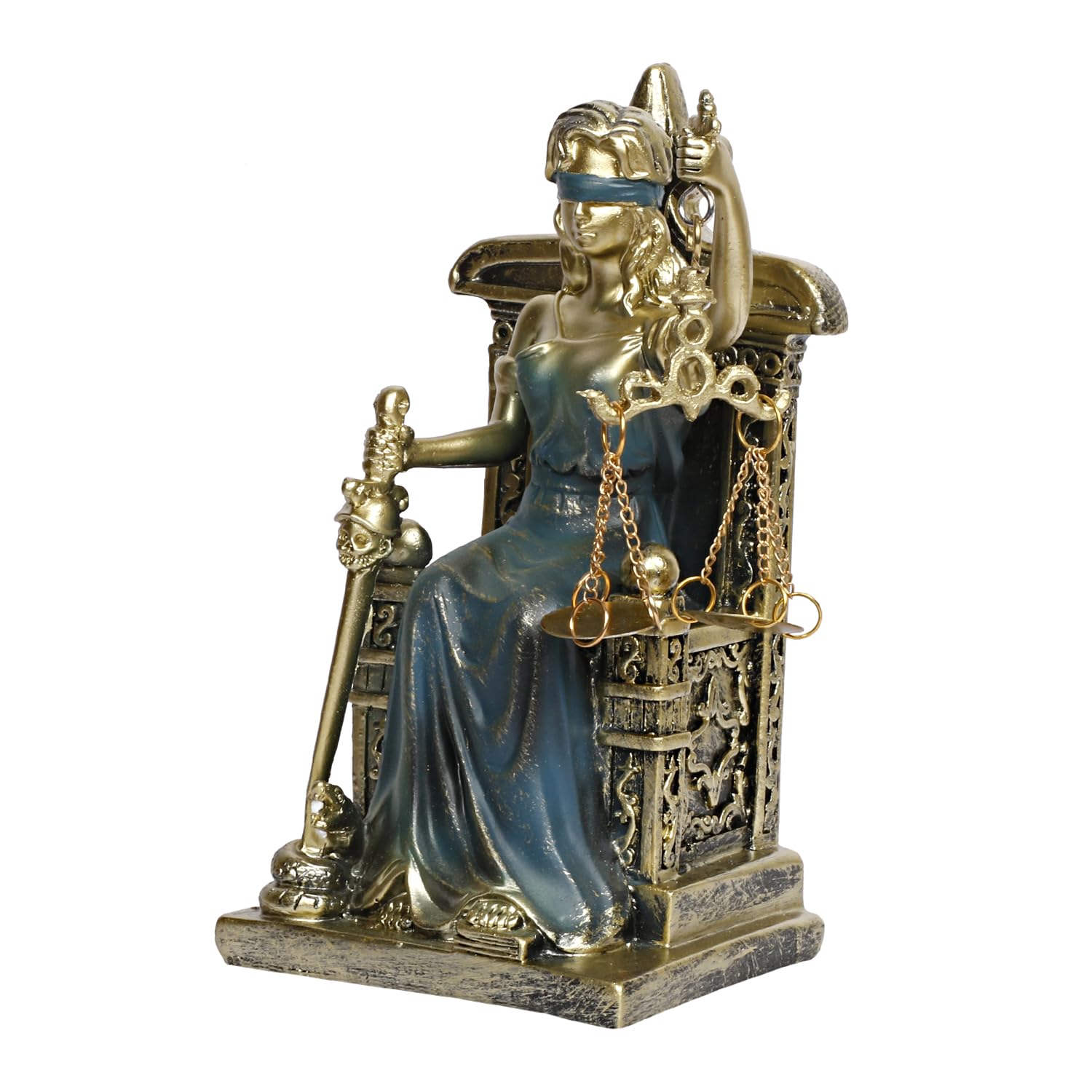 Lady Justice Statue Greek Roman Goddess of Justice Lady Of Law And Equality Andha Kanoon Multicolor 7 Inch - SvarupArt