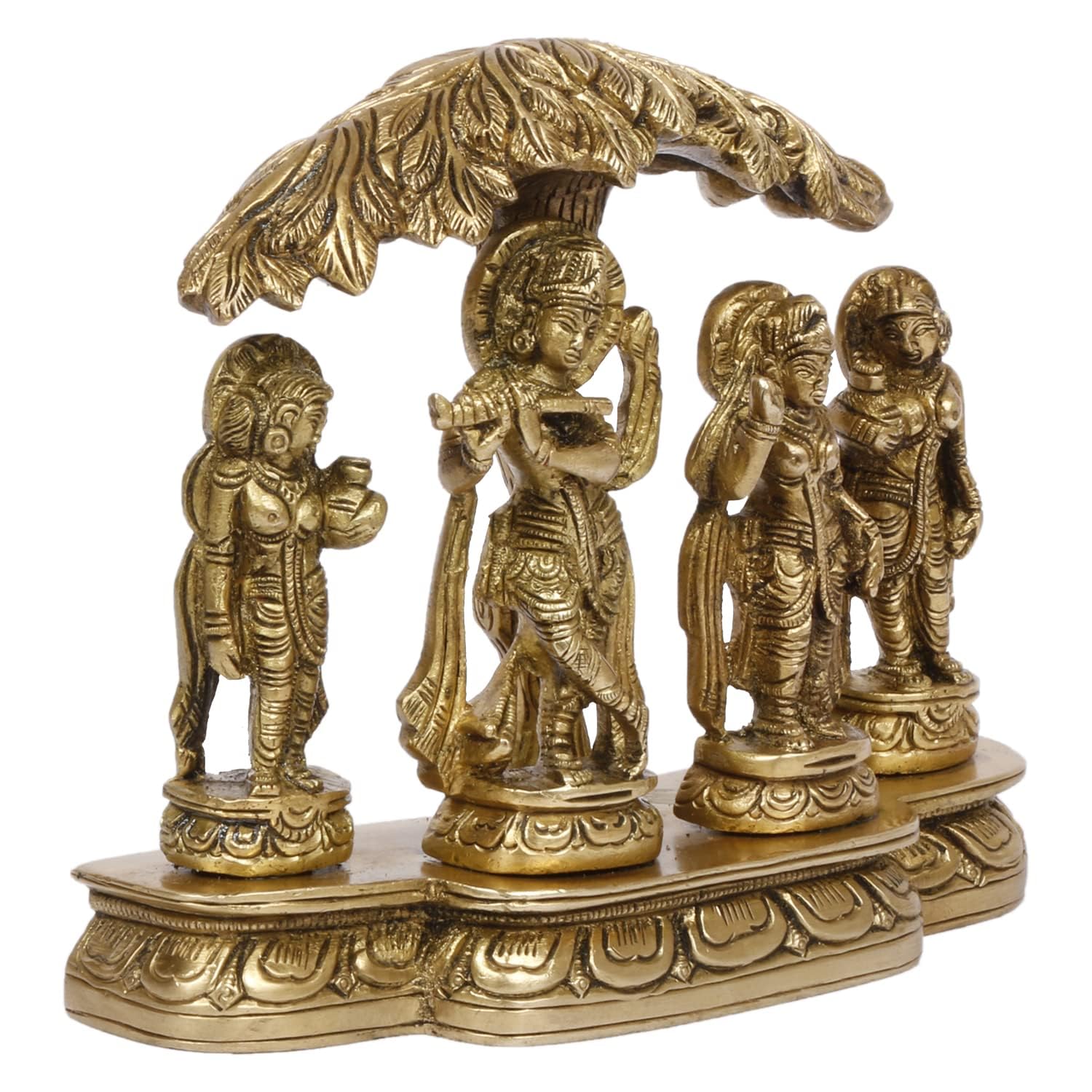 Brass Radha Krishna and Gopis in Gold Color Height 5 Inch - SvarupArt