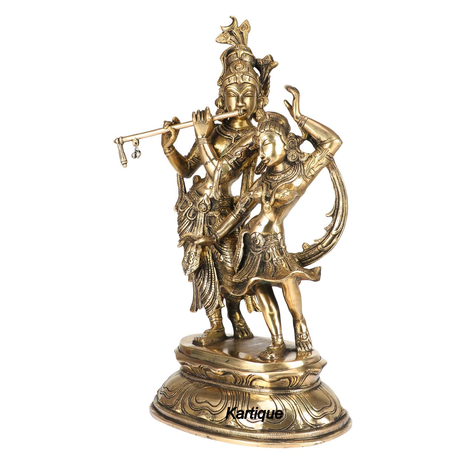 Brass Radha Krishna Murti Big Size Idol for Gift Height 16 Inch Weight 9.4 Kg Color Gold - SvarupArt