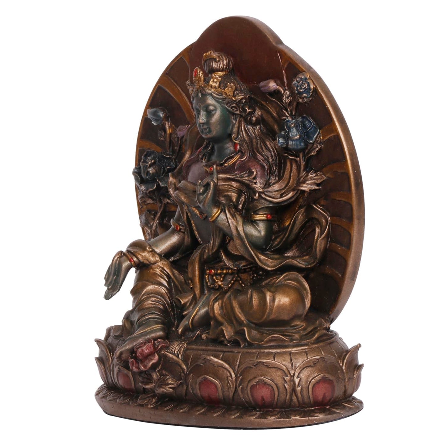Goddess Tara, In A Bronze Color And Blessing Posture, Height Of 5.5 Inches. - SvarupArt