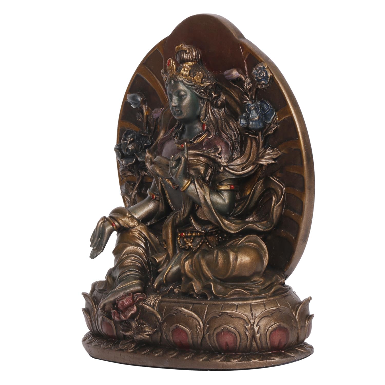 Goddess Tara, In A Bronze Color And Blessing Posture, Height Of 5.5 Inches. - SvarupArt