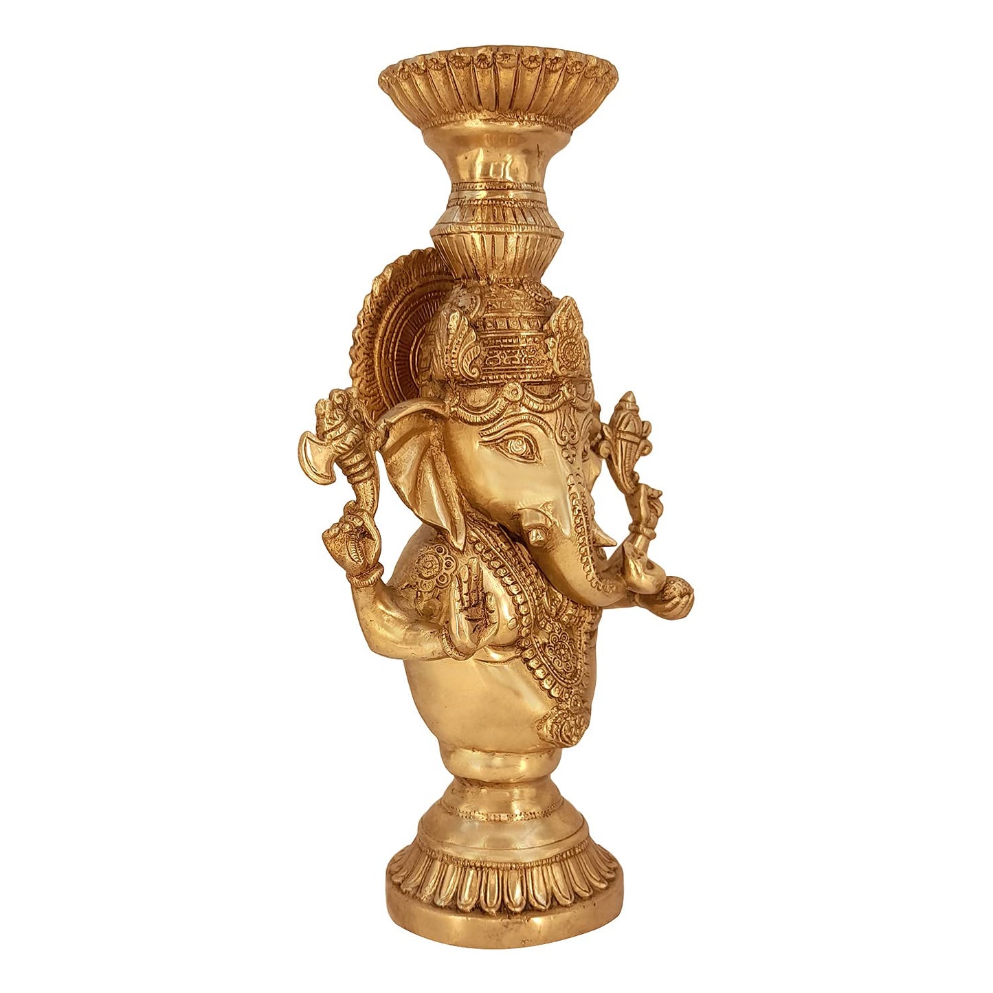 Brass Ganesha Idol for Home Decoration Ganpati Statue Murti for Gift Height 13 Inch Weight 4.1 Kg Color Gold - SvarupArt